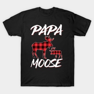 Red Plaid Papa Moose Matching Family Pajama Christmas Gift T-Shirt